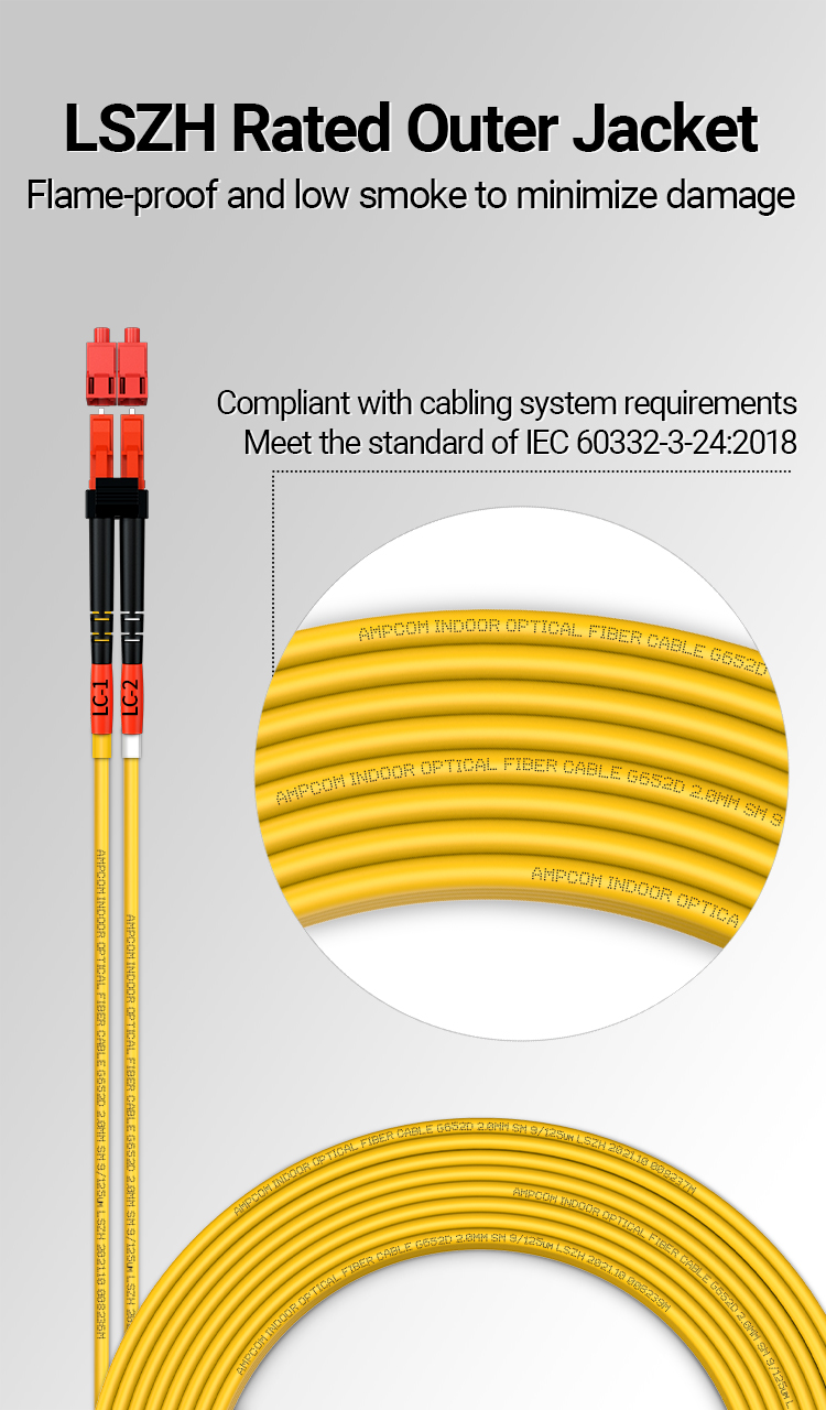 AMPCOM Single Mode Duplex Fiber LC LC Fiber Optic Patch Cable Simplex ...