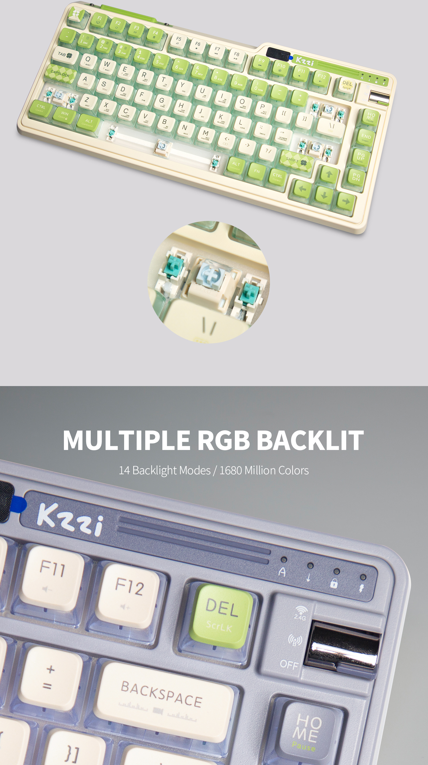 KZZI Kezhi K75 Pro+ Knight Wireless Three-Mode Mechanical Keyboard ...