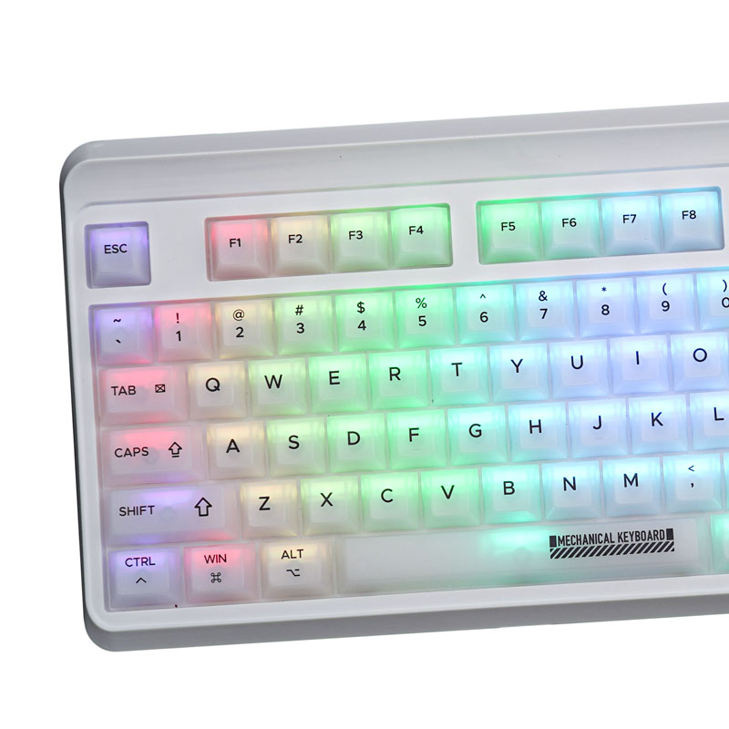 GMK 123 keys through milky white light-transmitting PC keycap screen ...