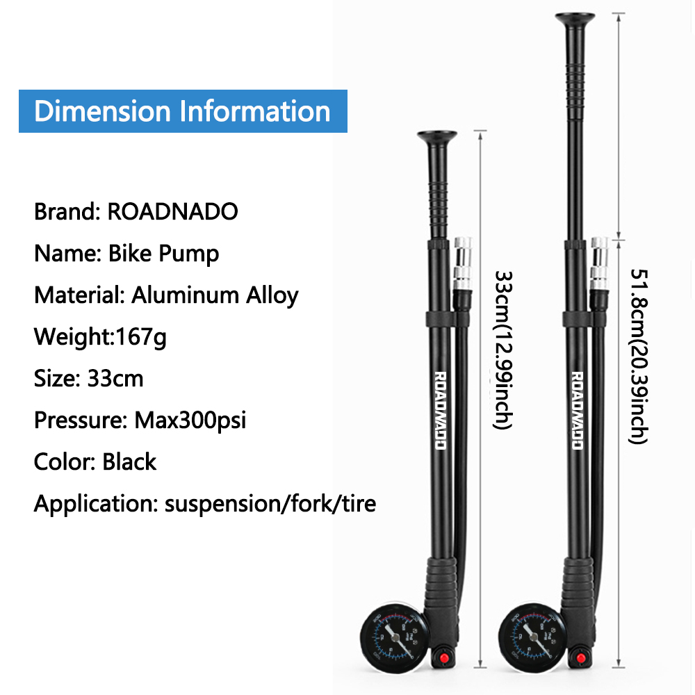 【Ship in 48h】300psi Bike Air Pump MTB Air Fork Pump with Gauge High