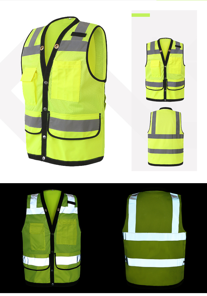 Safety Vest Reflective With Pockets Zipper High Visibility Reflective ...