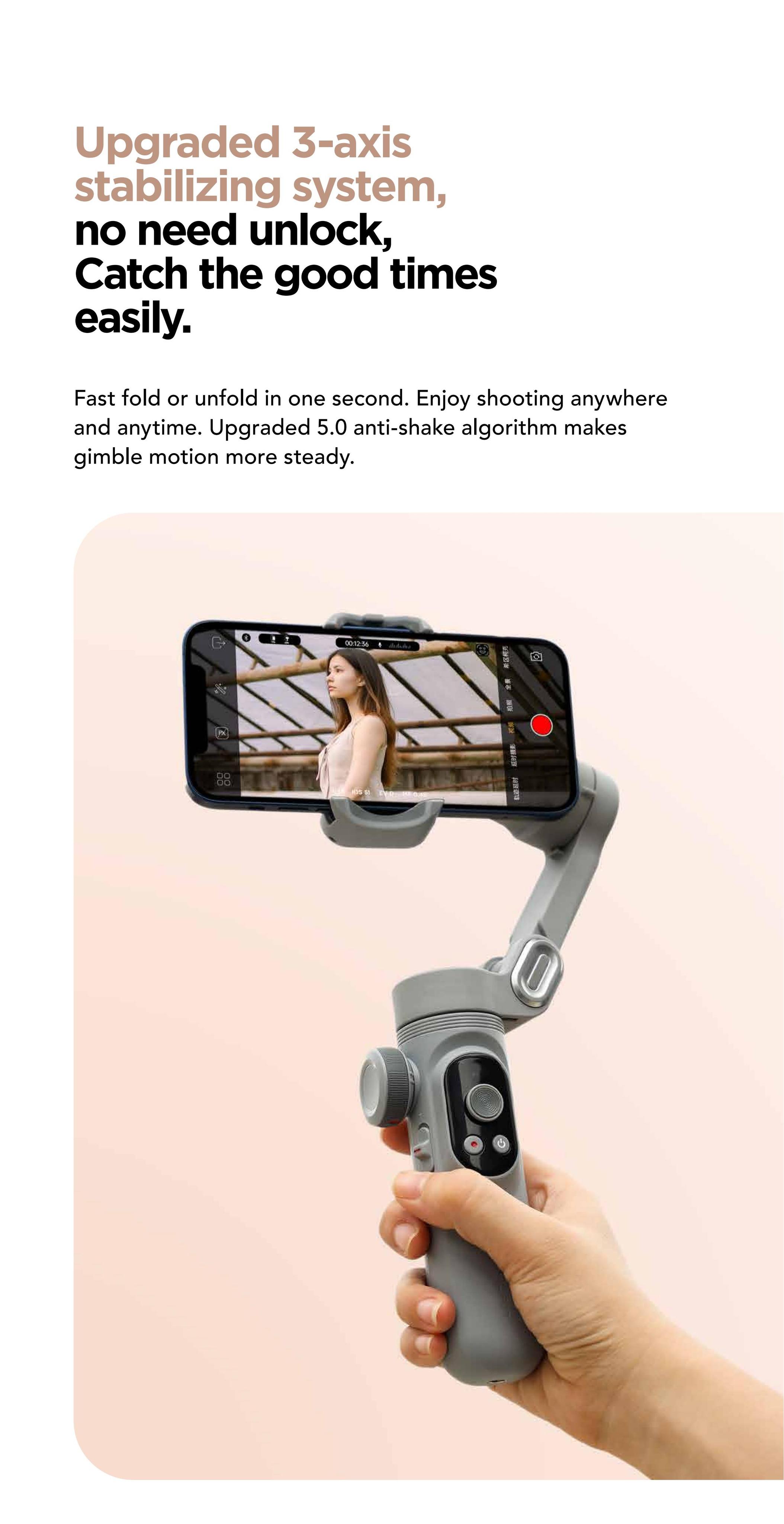 AOCHUAN Smart XPro 3-Axis Foldable Handheld Gimbal Stabilizer With Fill ...