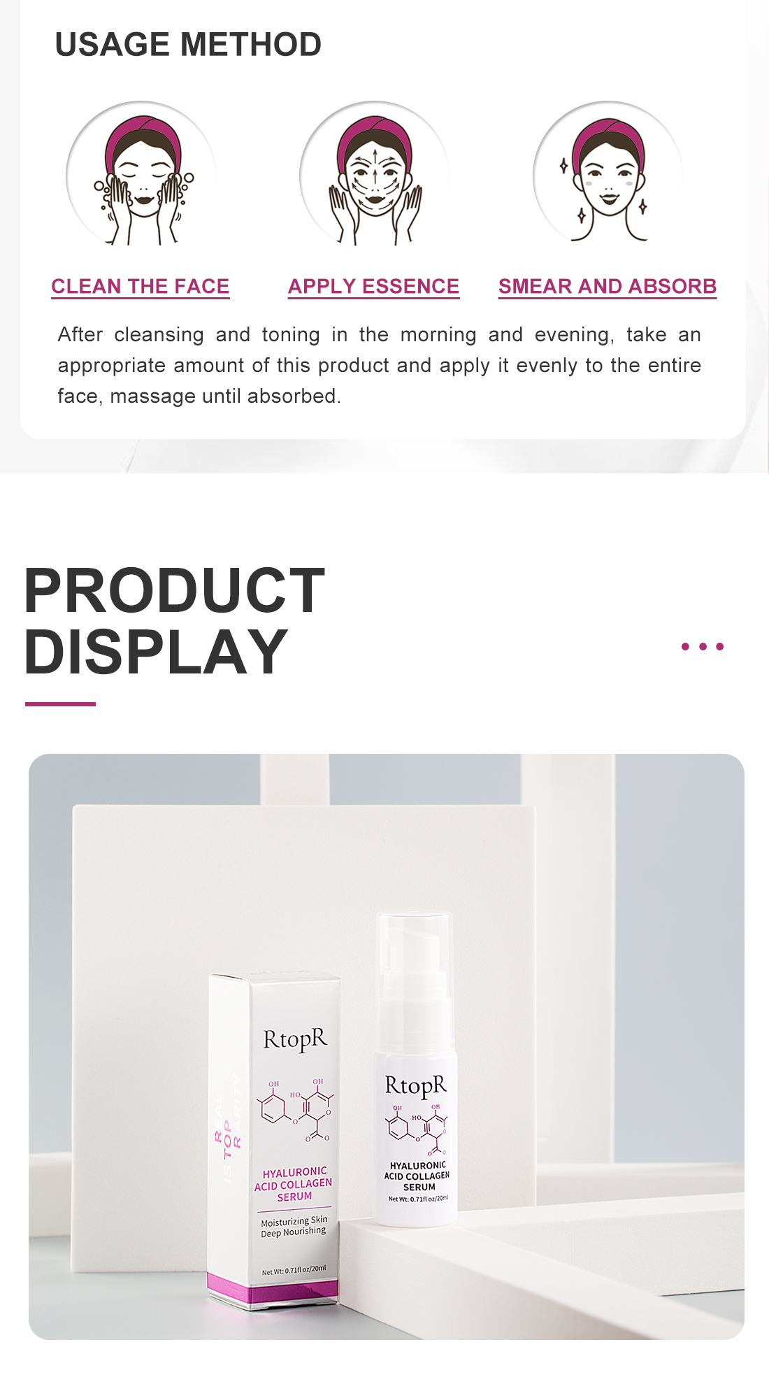 RtopR FDA Hyaluronic Acid Collagen Face Serum Acne Treatment Anti