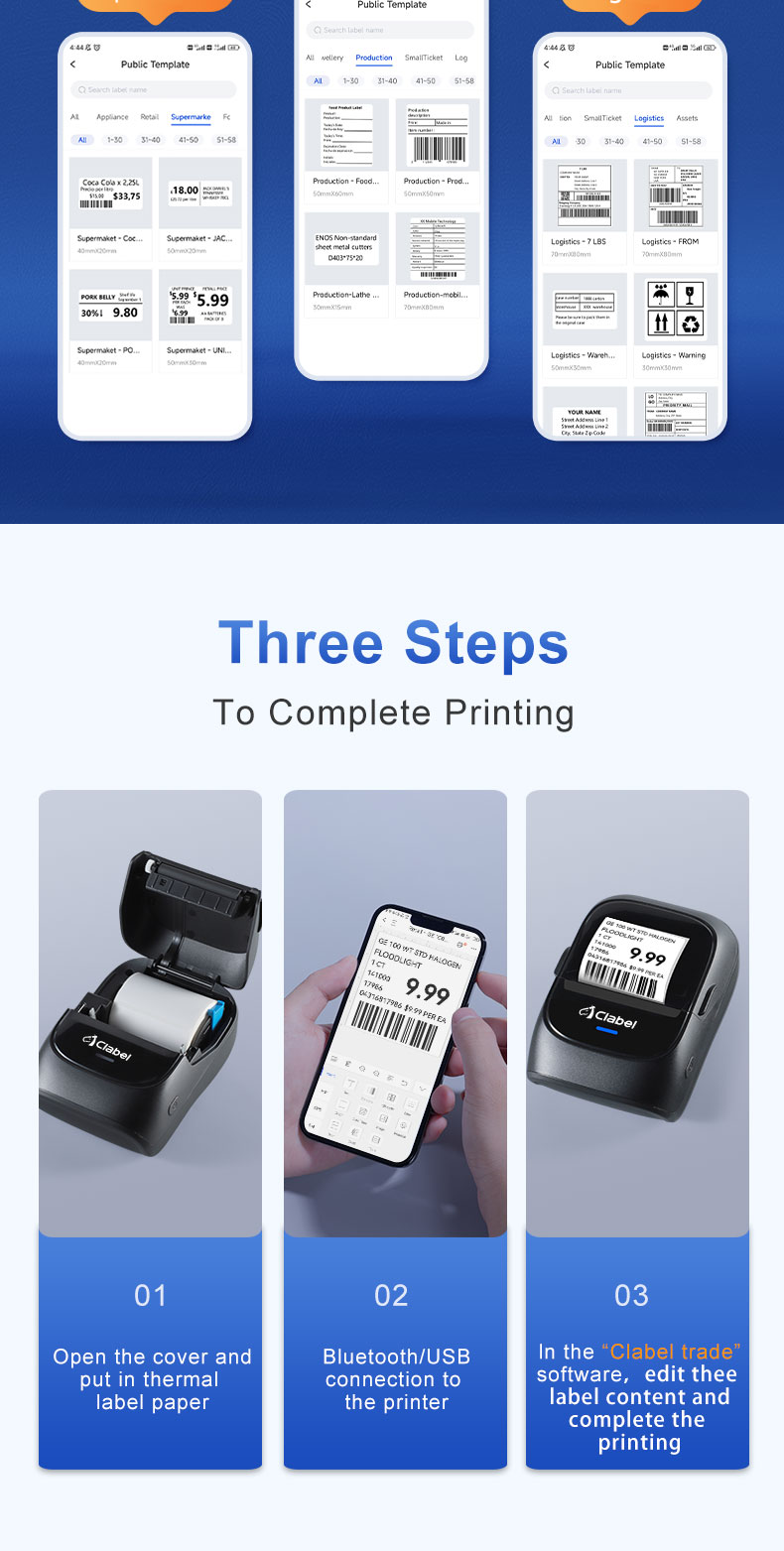 CLABEL 221B Label Printer Bluetooth Portable Thermal Printer Mini Barcode Printer With Sticker