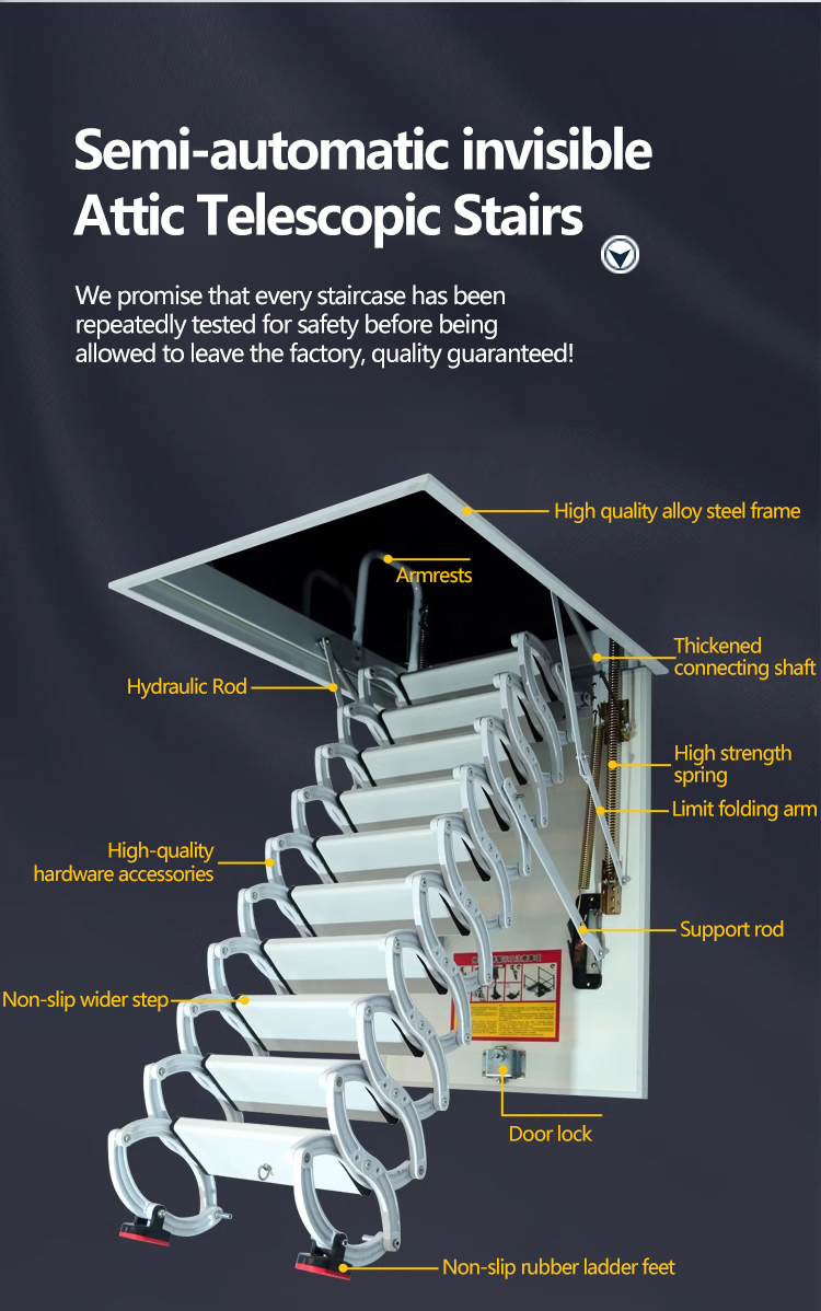 Attic Telescopic Ladder Lifting Retractable Staircase Home Villa ...