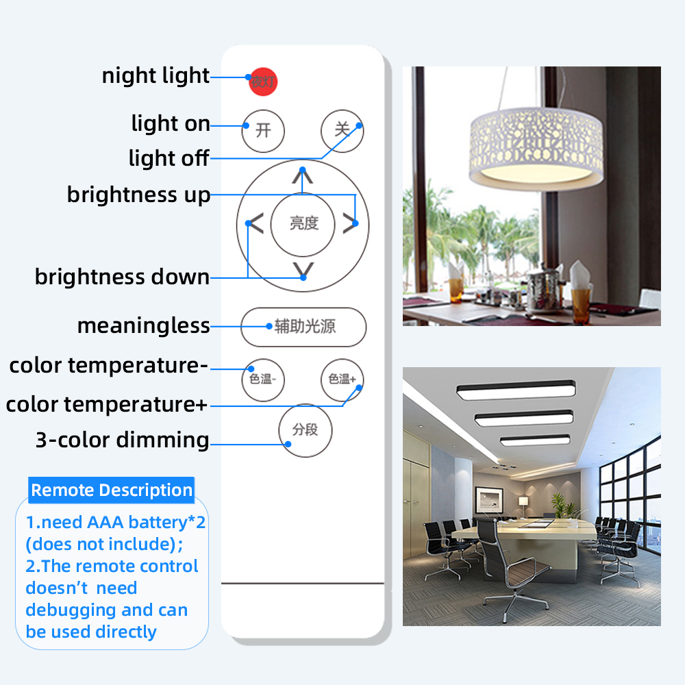 Remote Control Ceiling Replacement Led Lights Source 220V Strip Panel ...