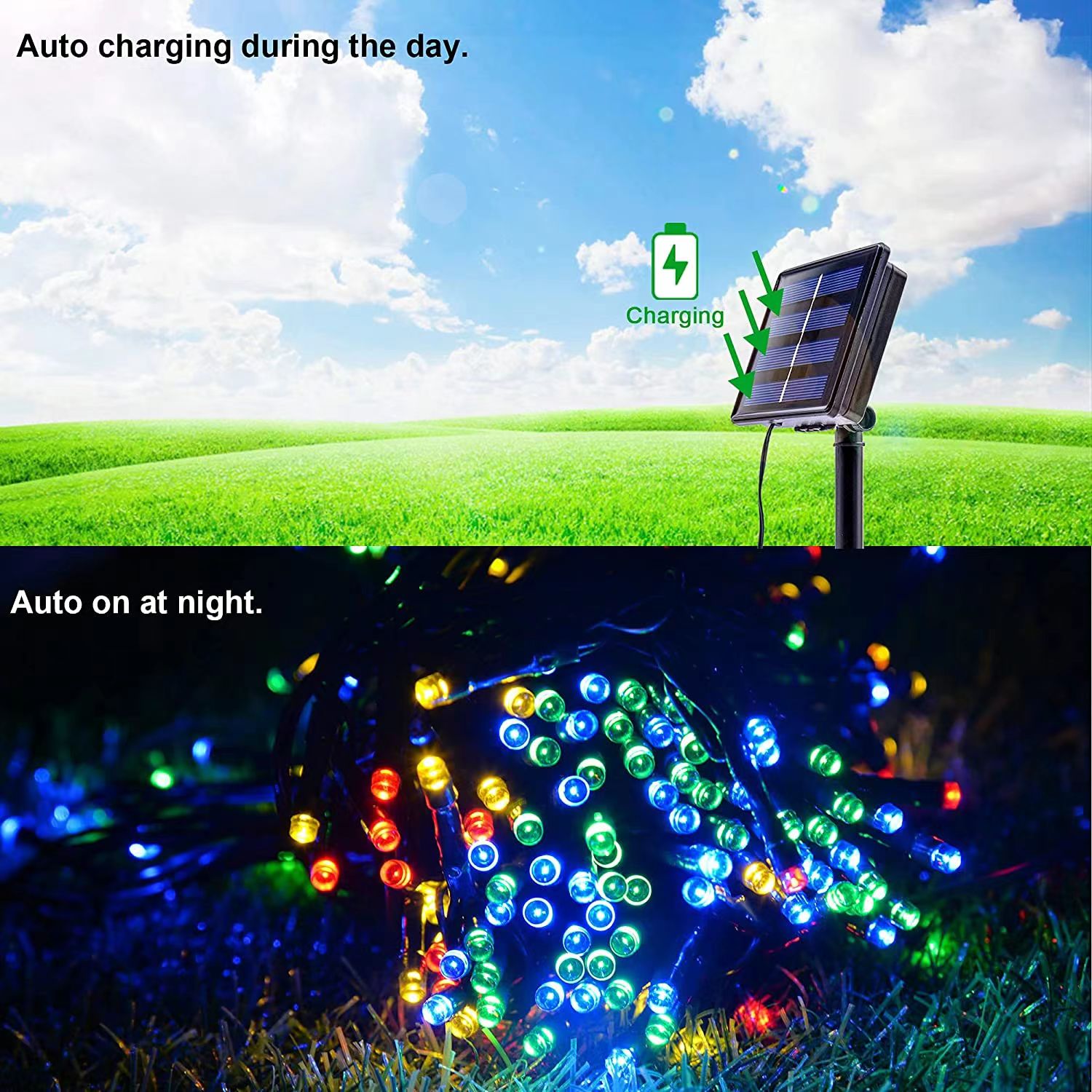 12M 7M 5M 100/50/20 LED Outdoor Solar Led String Light Garland Festoon ...