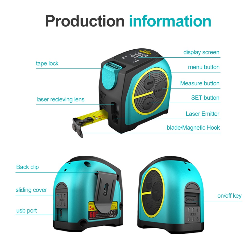 Mileseey & Dtape DT10 2 in 1 Laser Distance Meter 40m Portable Digital ...