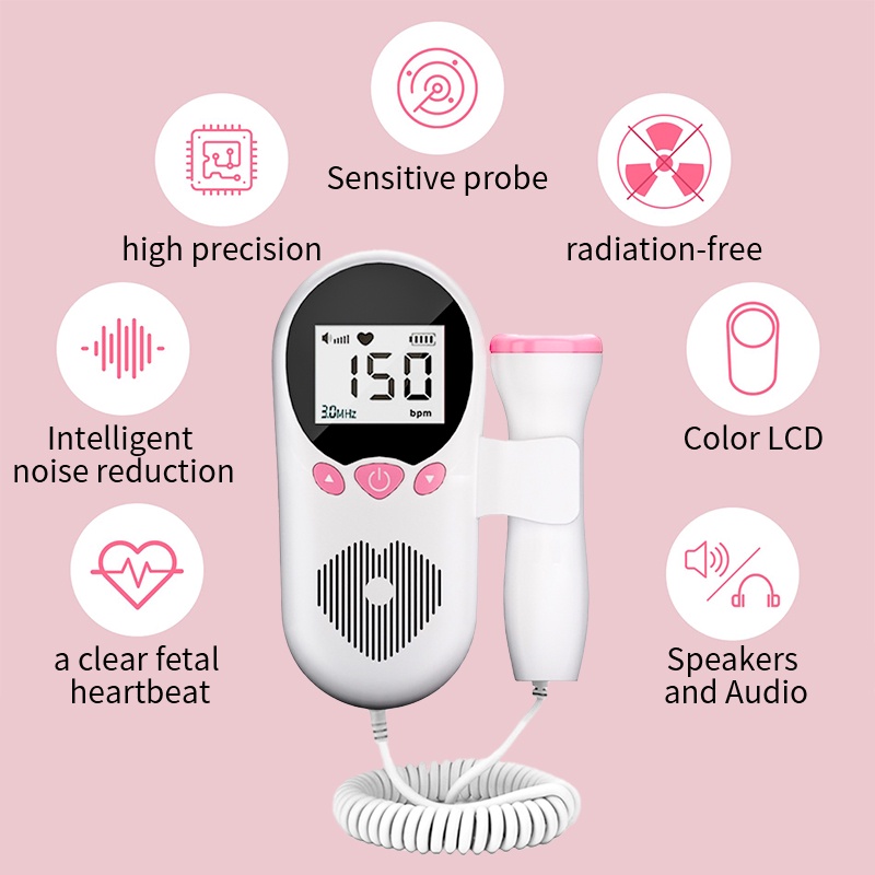 [Free Gel]Doppler Fetal Heart Rate Monitor for baby Heartbeat monitor ...