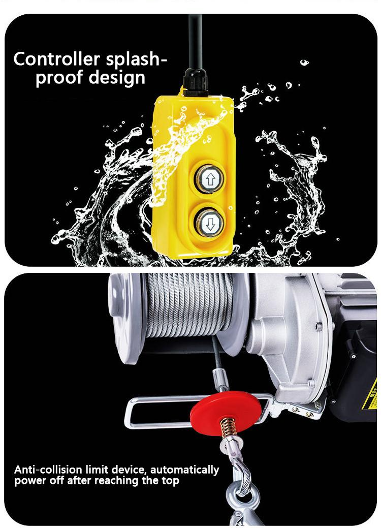 Electric hoist lifting 1200kg/800kg/500kg pure copper motor rope length ...
