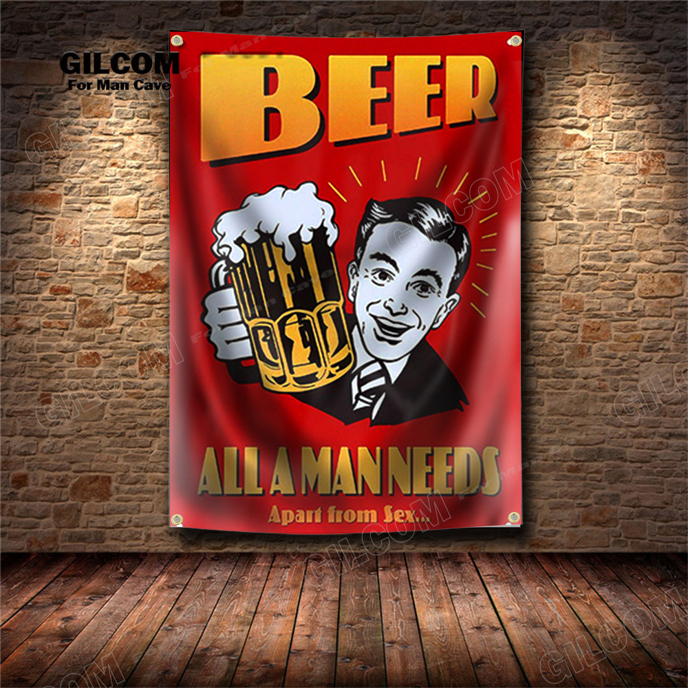 Beer Poster Flag Polyester Banner Home Shop Decoration Graphic Custom ...