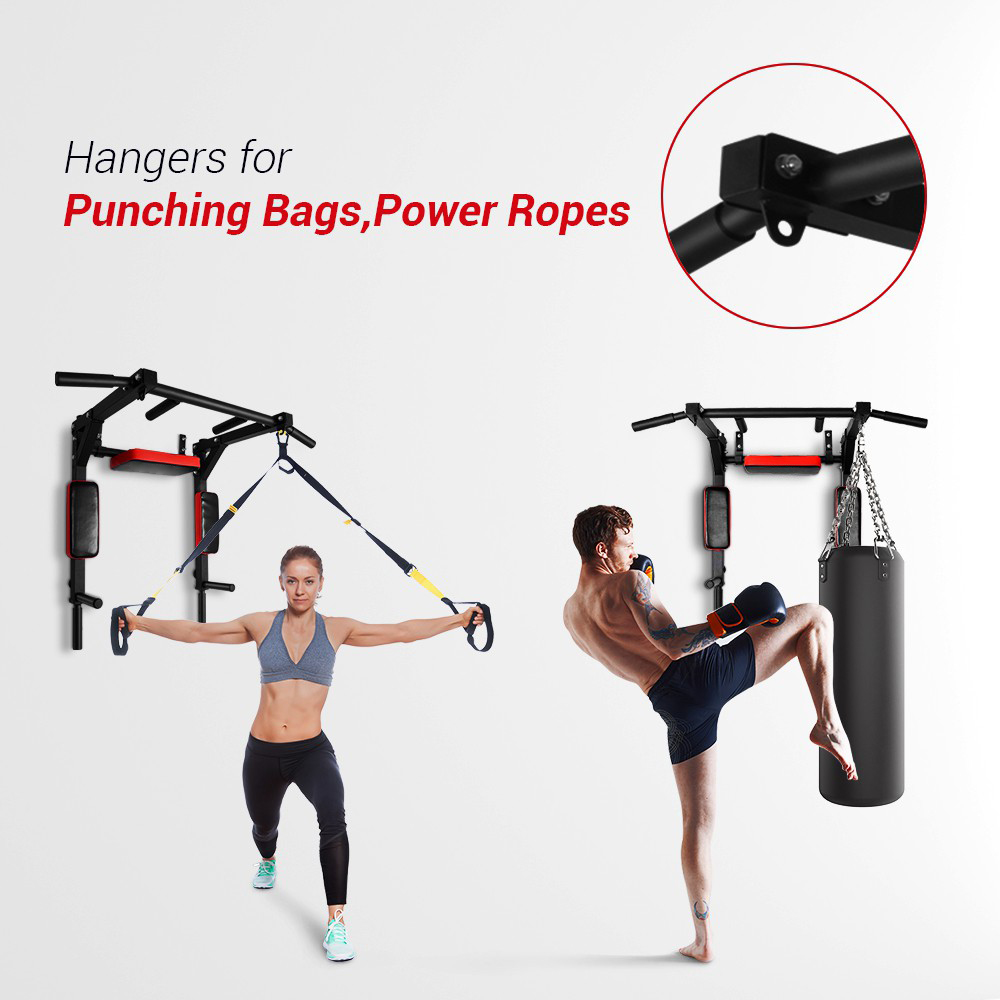 Wall-mounted Pull-up Bar,9 IN 1 Mandibular Bar,Fitness Dipping Rack ...