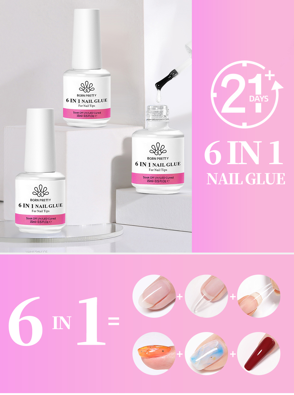 Born Pretty 6 In 1 Nail Glue Blooming Gel Strengthener Extension Base