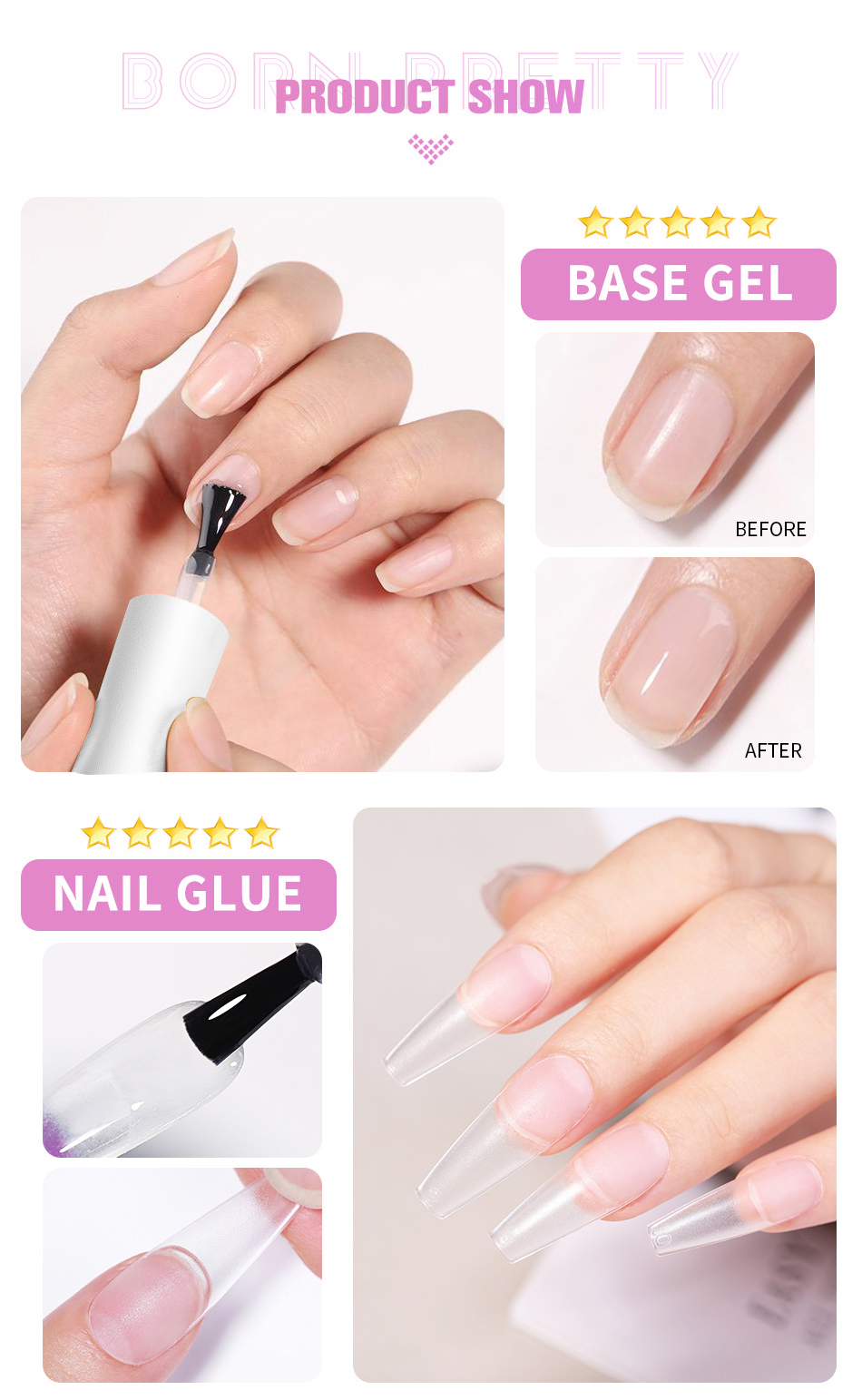 Born Pretty 6 In 1 Nail Glue Blooming Gel Strengthener Extension Base