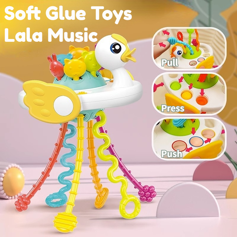Montessori Pull String Sensory Toys Developmental Silicone Teething toy ...