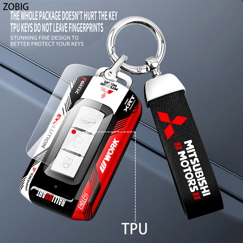 ZOBIG Racing Style ABS Key Fob Cover for Mitsubishi Car Key Case Shell ...