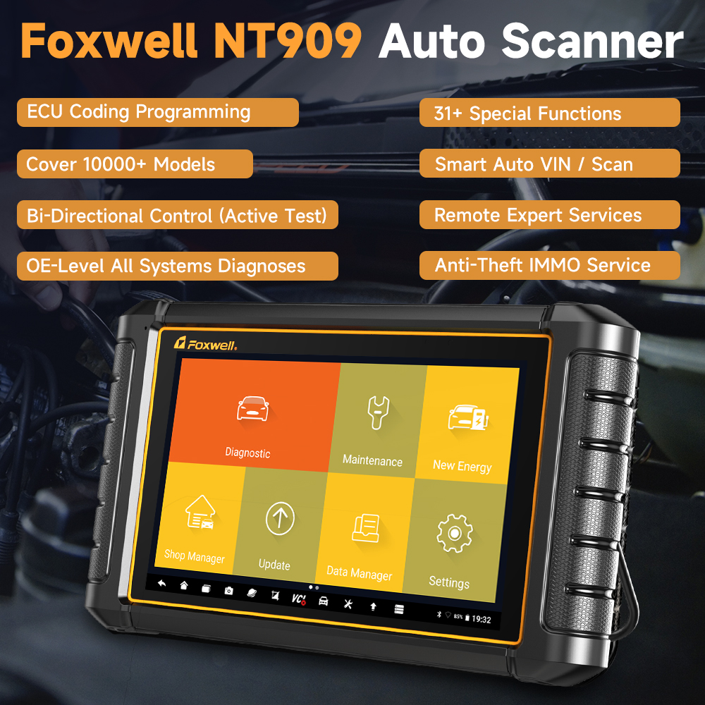 FOXWELL NT909 Automotive OBD2 Scanner ECU Coding IMMO Programming Full ...