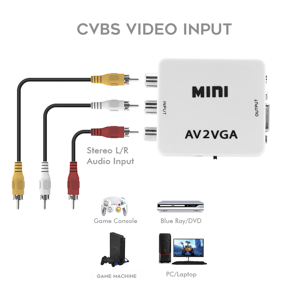 [Local Shipment] 1080P Mini Video Convertor RCA AV to VGA Video ...