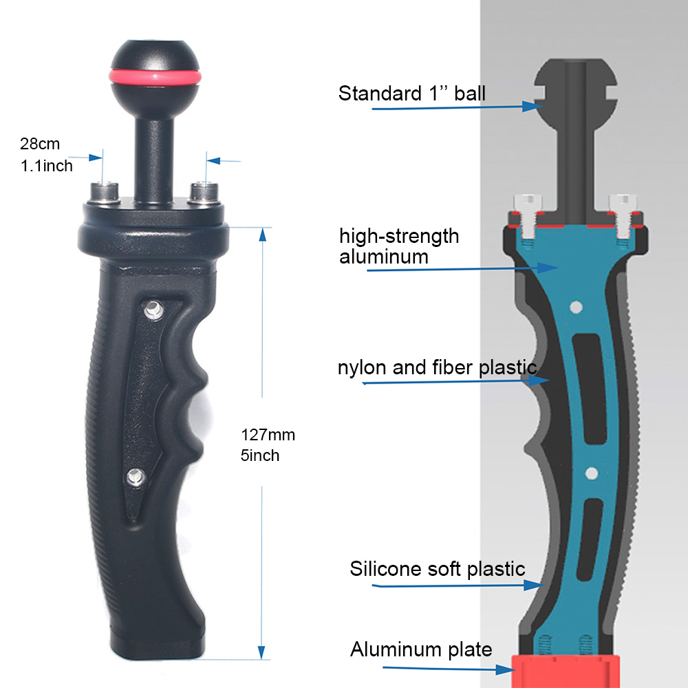 nitescuba Dubbele flexibele onderwater camera lade voor gopro, RX100 PT-059 Compact Camera behuizing Handheld Stand Camera rig Foto Stabilizer
