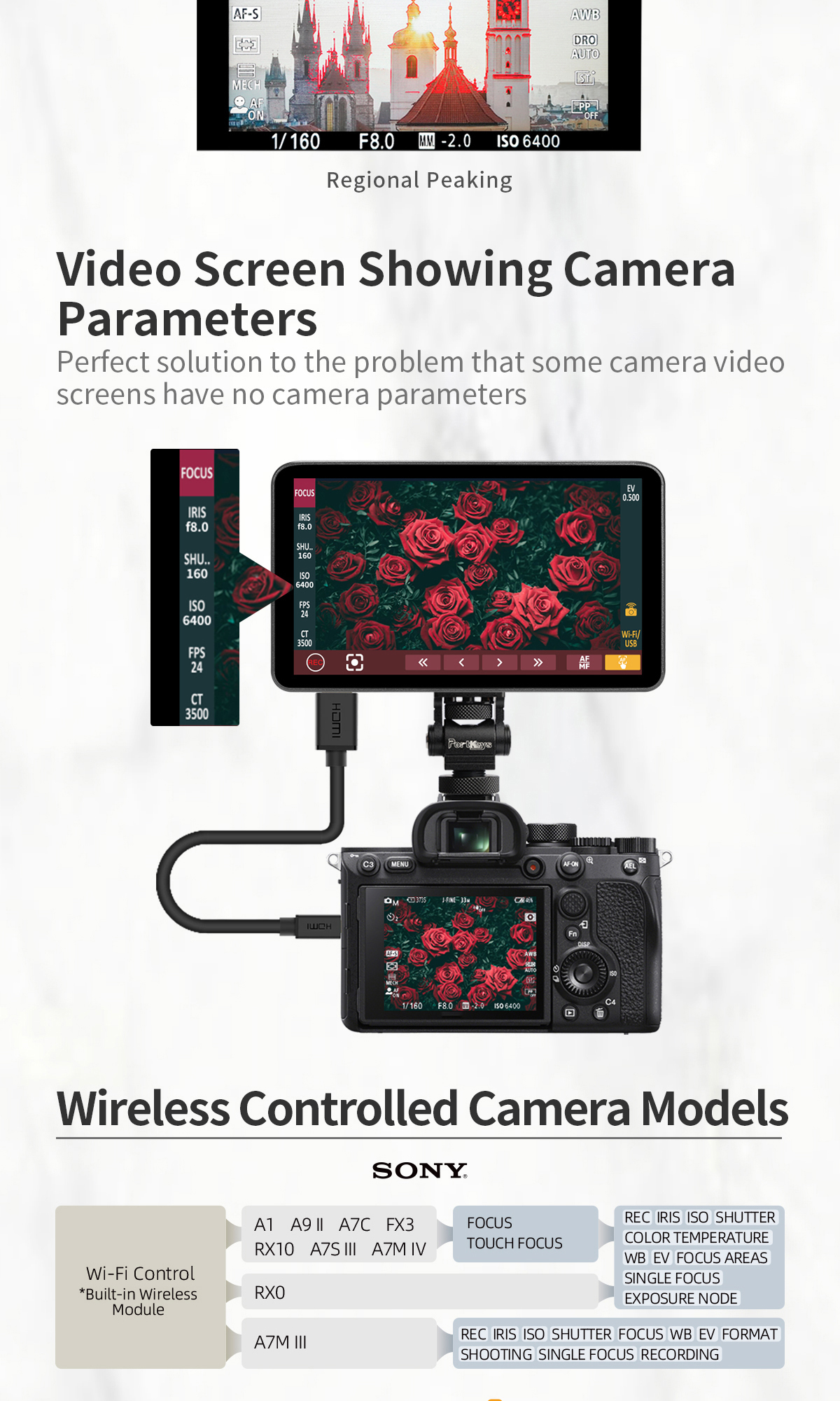 Portkeys LS7P 7 Zoll Field Monitor - 1000nit Touchscreen Mit Kamerasteuerung