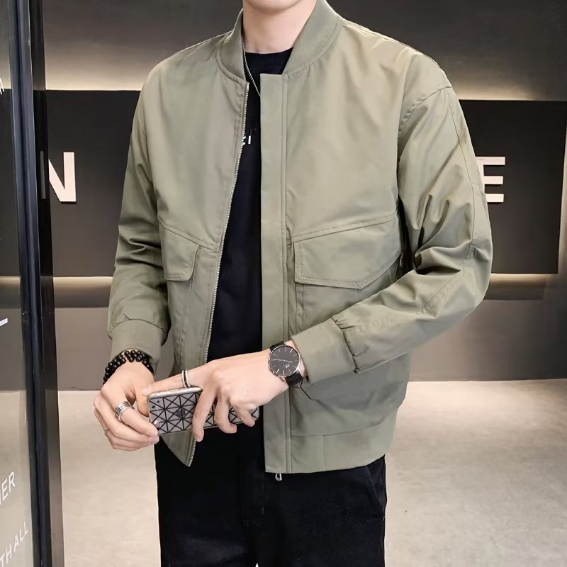 Korean Style Jacket For Men 2026.Men's Jacket Casual Simple Jacket Cargo Baseball Uniform The New Design ...