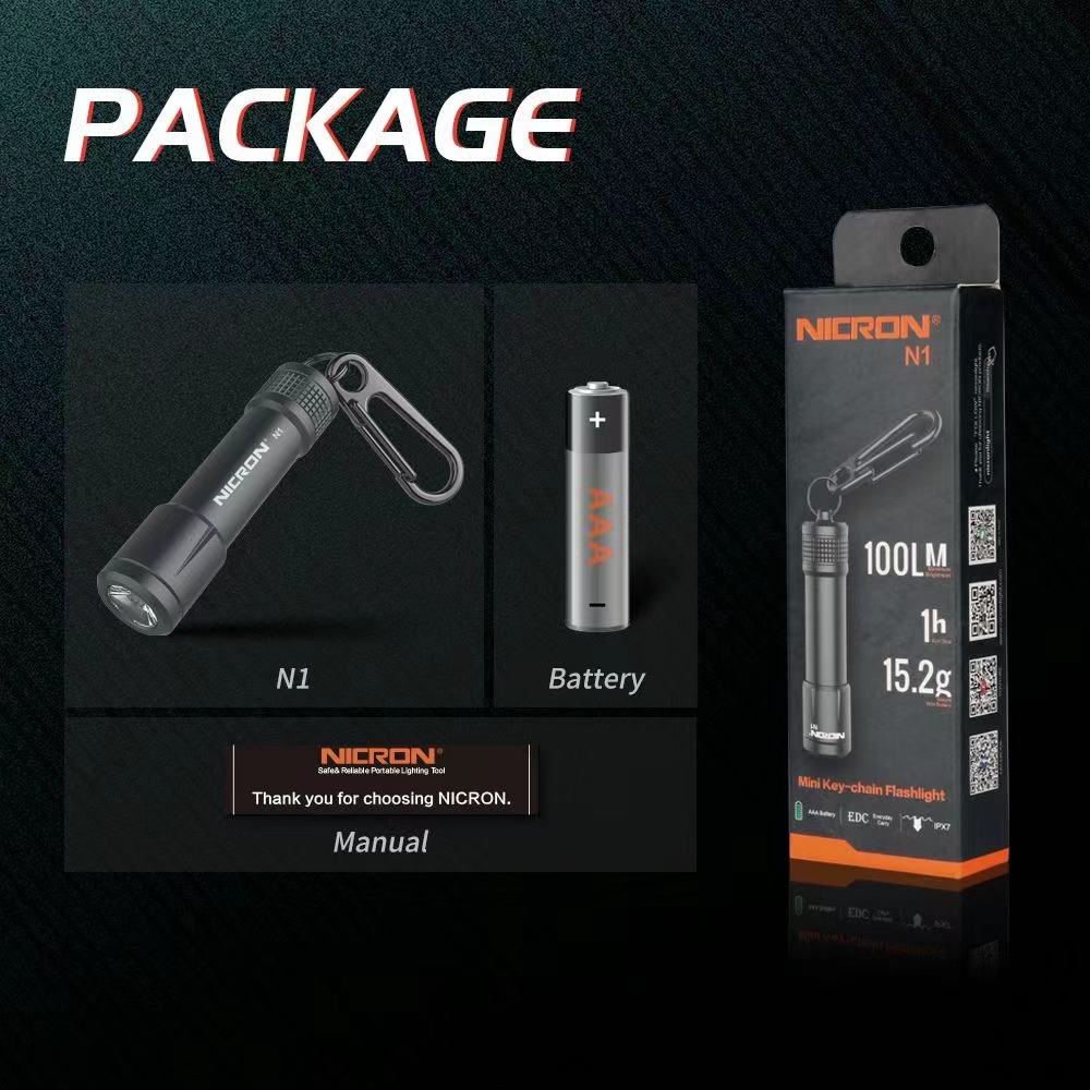 Nicron Flashlight N1 100 Lumens Mini Key Chain Light 36 Meters Beam ...