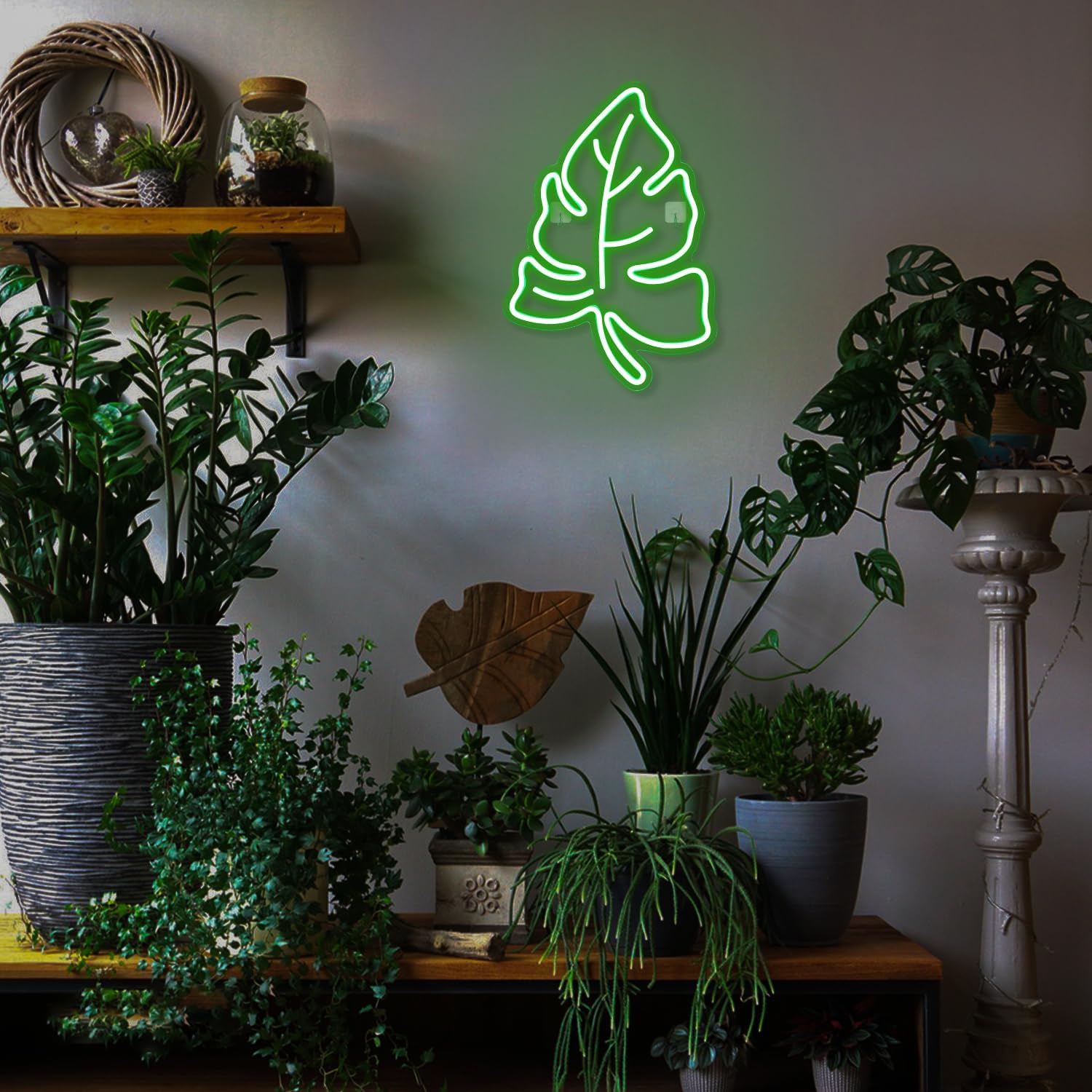 Green Leaf Neon Signs Leaf Neon Signs for Wall Decor Handmade Plant ...