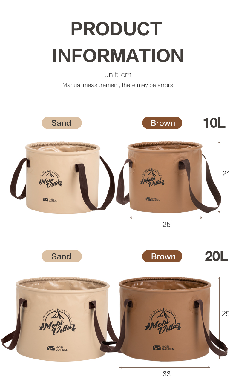 MOBI GARDEN Water Bucket Container Basin 10L/20L Portable Folding ...