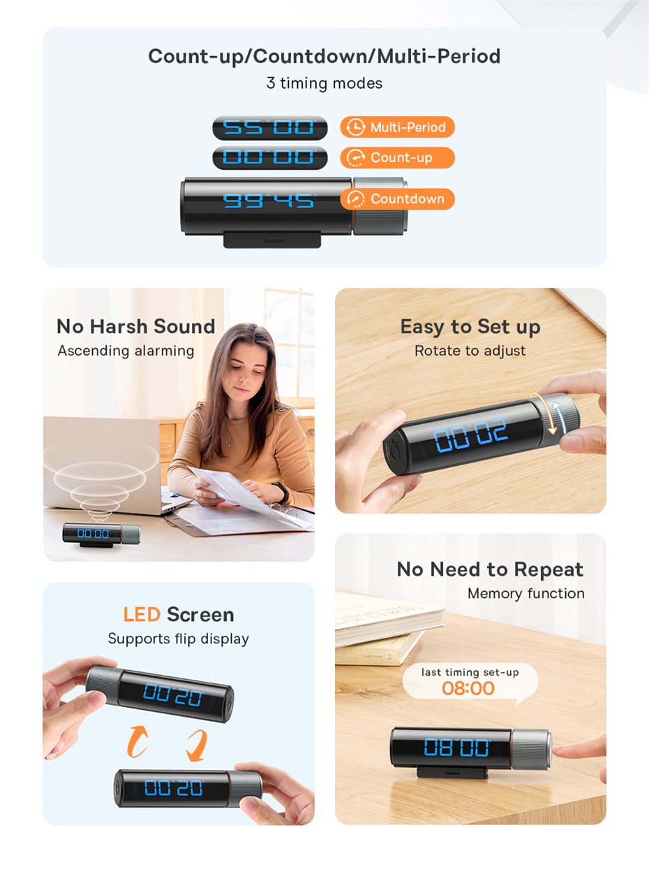 【24-Month Warranty】Baseus Magnetic Digital Knob Countdown Timer for ...