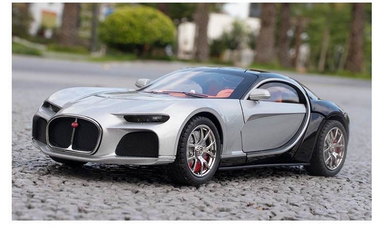 thumbnail image 2 of 1:24 Bugatti Atlantic Alloy Car Model - Pull Back, Sound & Light, Zinc Alloy Toy Car (Silver Blue) 2 of 14