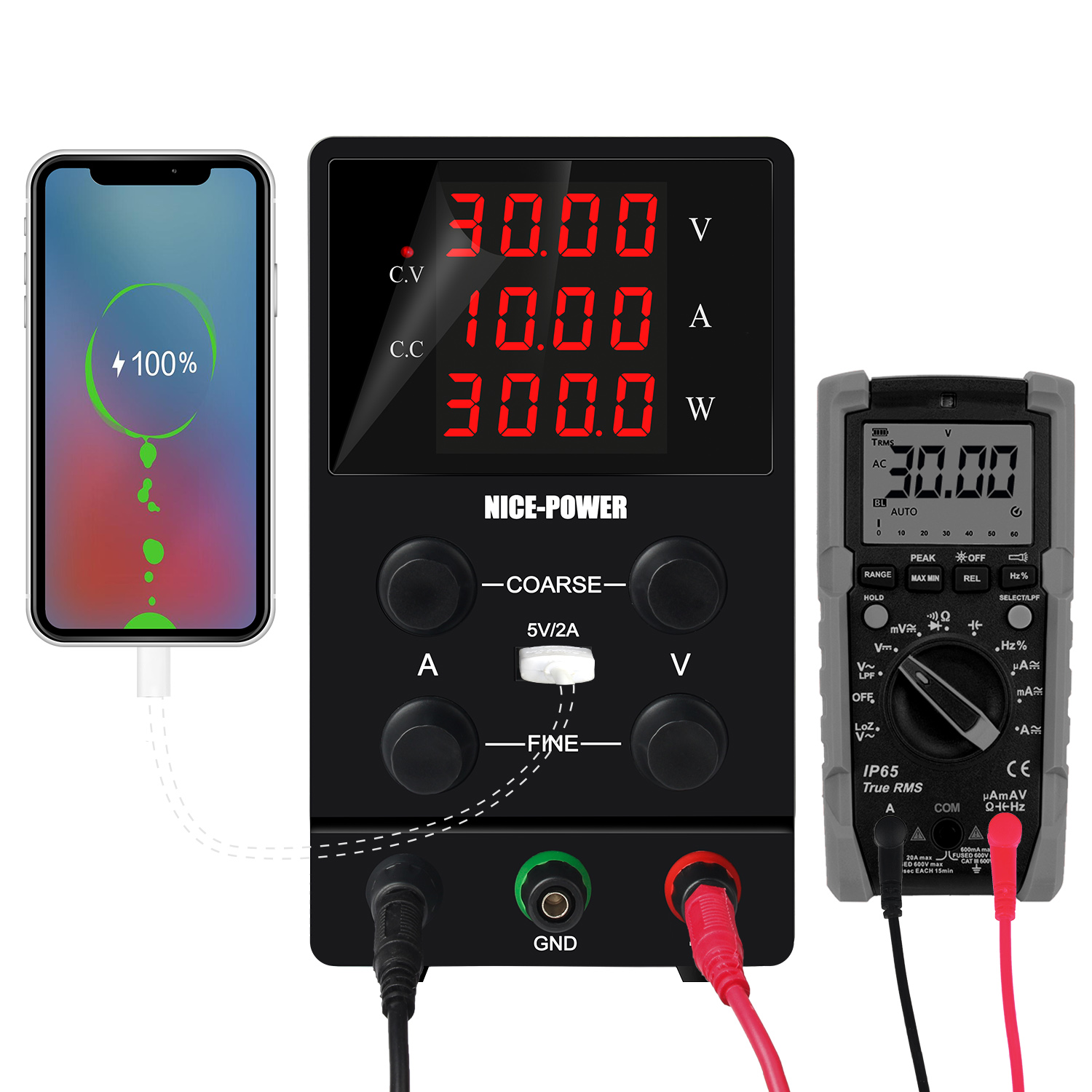 NICE-POWER 30V 10A DC Power Supply Mini Variable Switch Digital Bench ...
