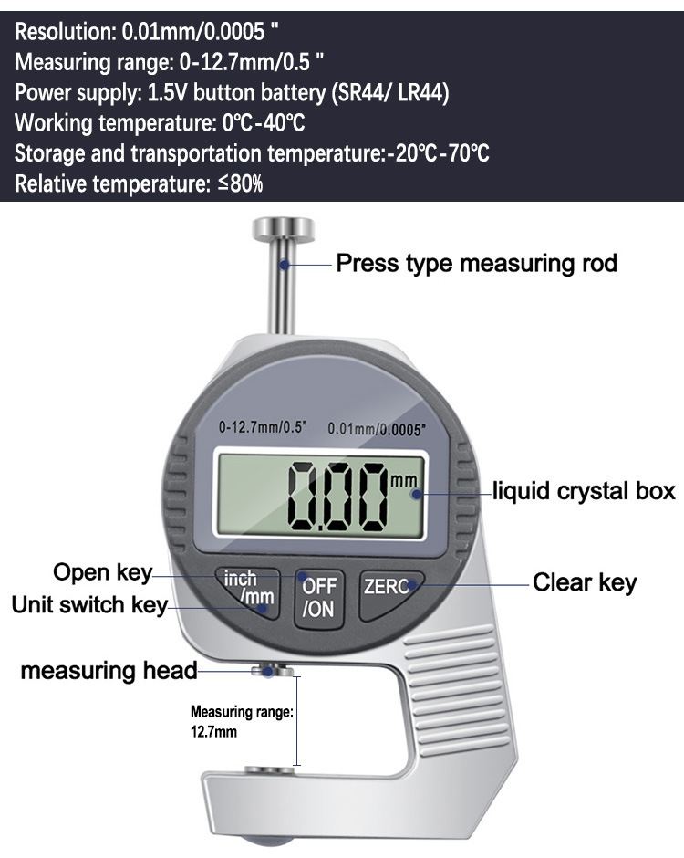 Mini Digital Thickness Gauge 0.01mm Precise Dial Thickness Gauge - View #3