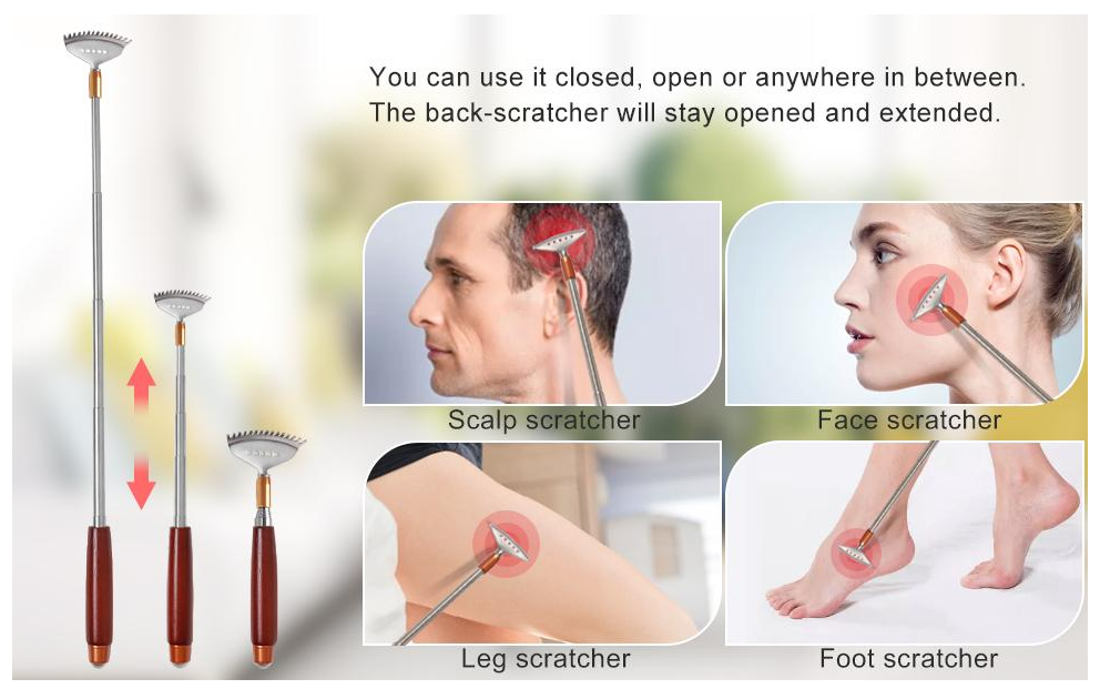 Back Scratcher for Women Men Extendable with Wooden Handle &Roll Ball ...