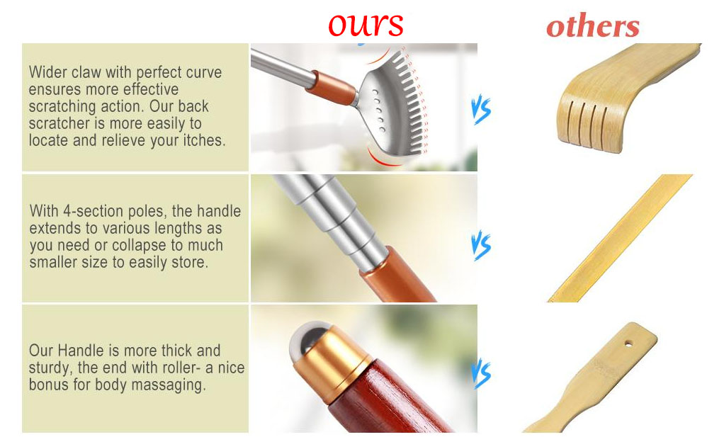 Back Scratcher for Women Men Extendable with Wooden Handle &Roll Ball ...