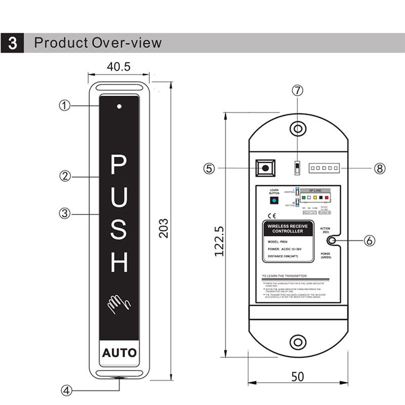 Remote control wireless exit button switch for automatic door gate ...