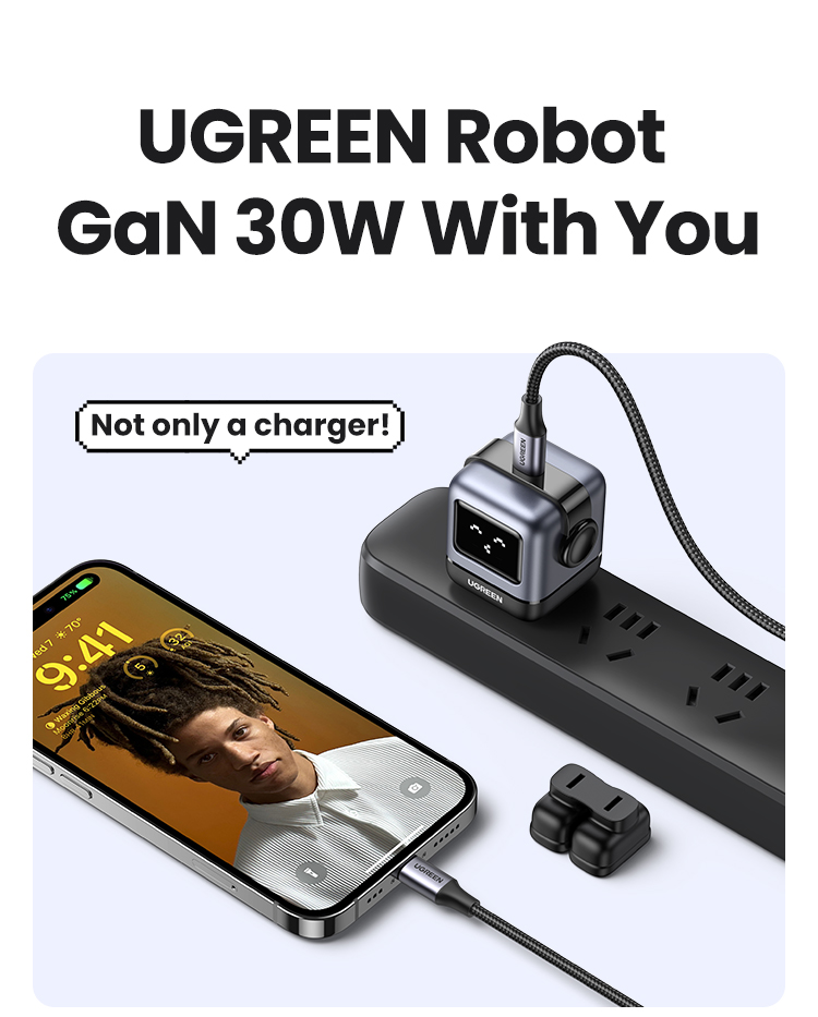 【NEW Sale】UGREEN 30W GaN Charger Robot Design PD Fast Charger PPS PD3.0 for  iPhone 15 14 Fast Charge for Xiaomi Samsung Tablets