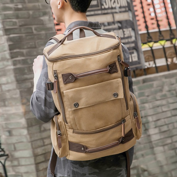 New Korean 50-65L large-capacity laptop backpack thickened canvas ...