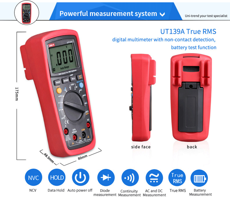 UNI-T UT139A UT139B UT139C UT139E True RMS Digital Tester AC DC Ammeter ...
