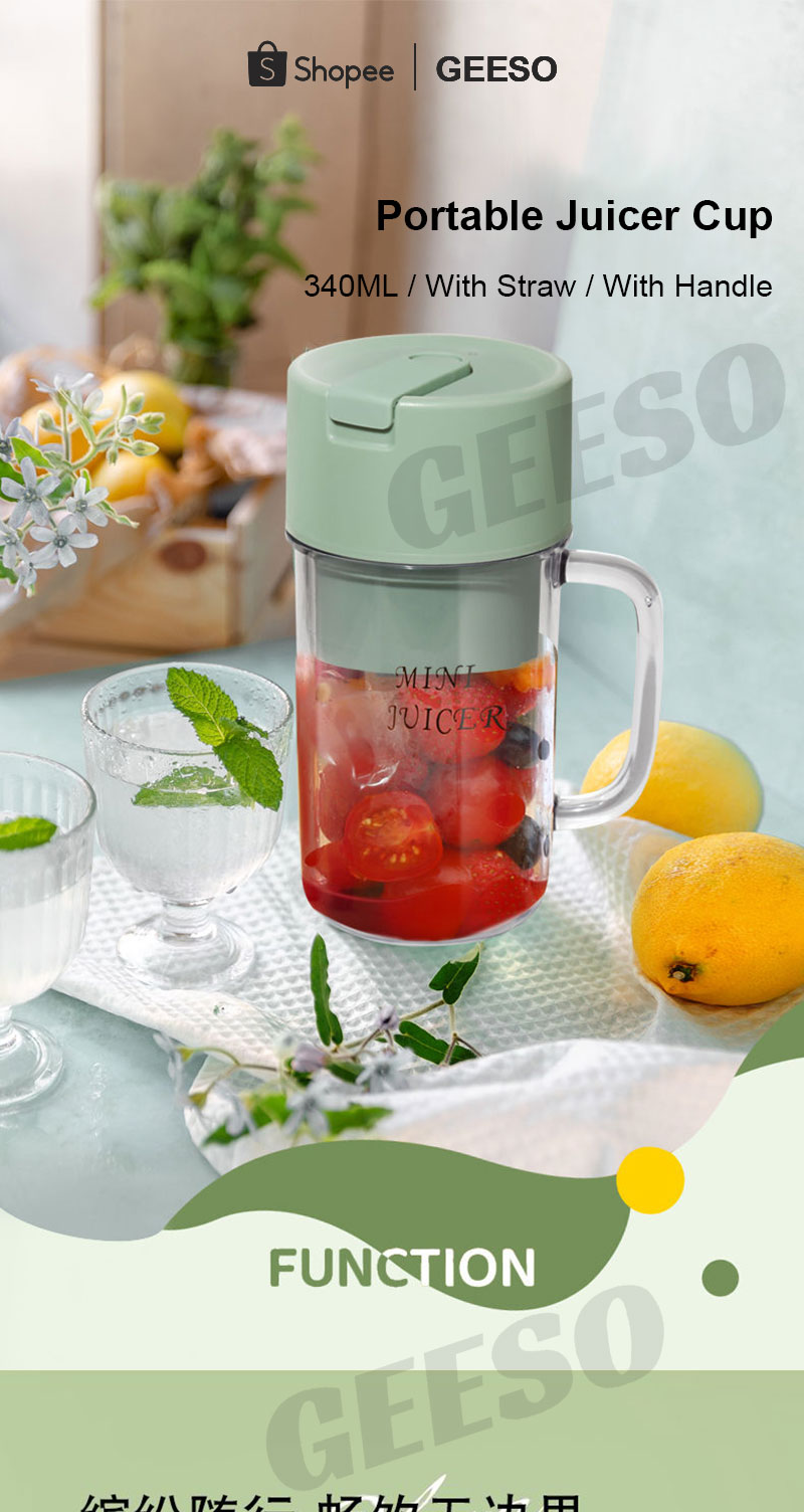 GEESO Juicer Blender Juice Juicer Cup With Straw Portable Juice Blender