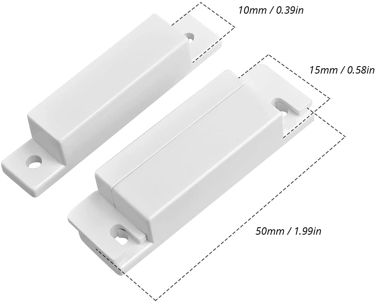 10-Pack Wired Magnetic Surface-Mounted Door/Window Contact Reed Switch – NC Alarm Sensor, Cabinet Strip Light Trigger, 40 Screws Included