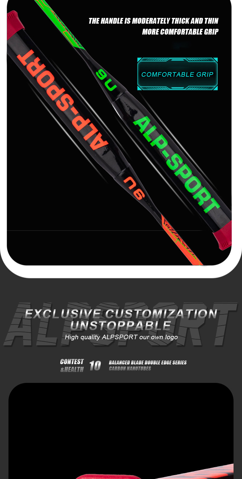 Alpsport Sr 9u G5 58g Max 35 Lbs Green Badminton Racket 100% Original ...