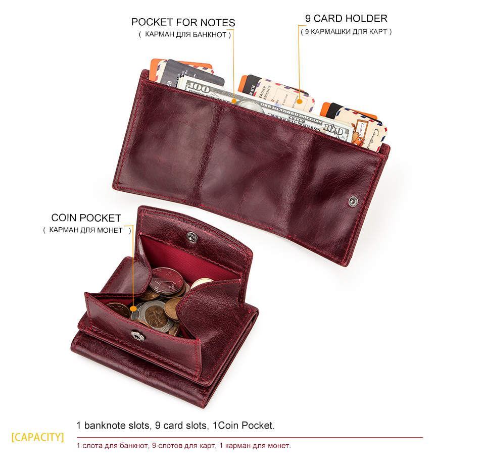 CONTACT'S Mini Women Wallet Purses Brand Small Coin Wallets Red Rfid ...