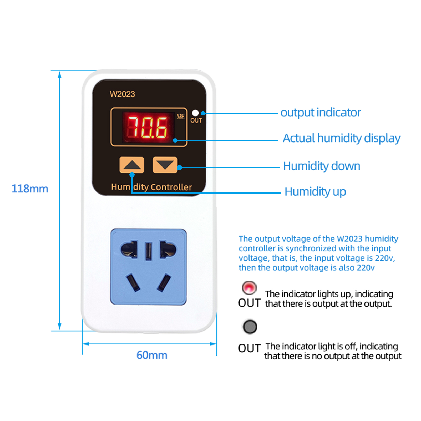 KKmoon 110-220V 10A 1500W Electronic Humidity Controller Intelligent ...