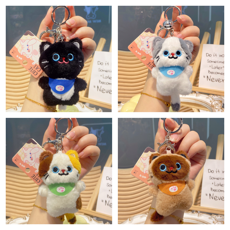 Cute Mini Kitten Soft Toy Plush Keychain Matching Schoolbag Pendant Cat ...