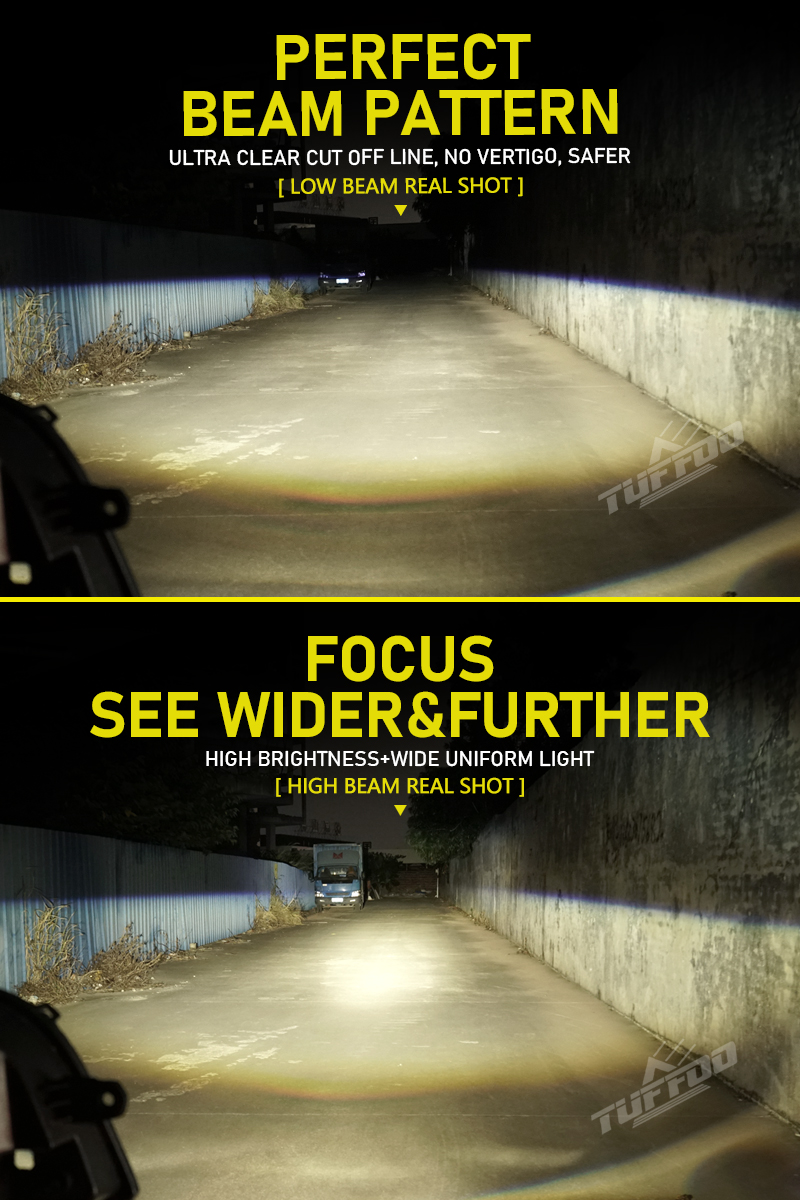 TUFFOO 2 Pcs 4300K Warm White 130W 28000LM Car Mini H4 HS1 LED