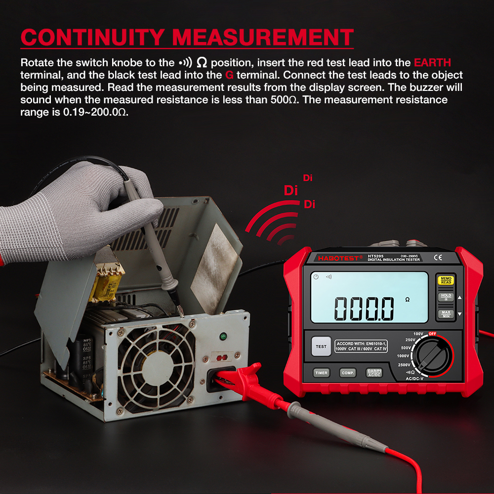 HABOTEST HT5205 Digital Insulation Tester High Definition LCD Large ...