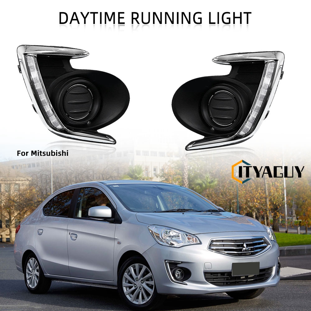 thumbnail image 2 of Daytime Running Lights Fog Lamp Covers Kit For Mitsubishi Attrage Mirage G4 2012-2020 2 of 6
