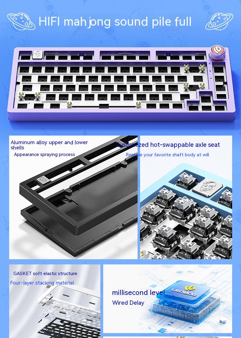 LEOBOG Hi75 Keyboard Kit Aluminum BareBone 75% Layout Low latency With ...