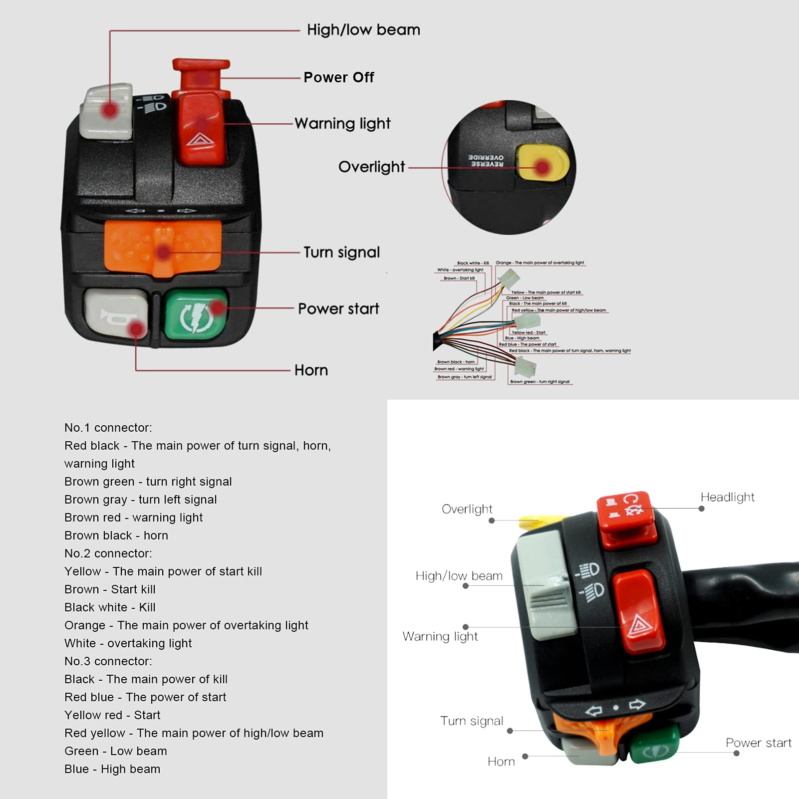 HIFAST Motorcycle Universal Handle Switch All in One Switch Handlebar ...