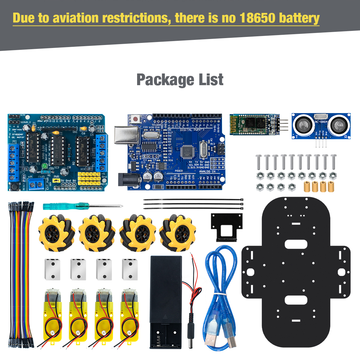 LAFVIN Omni Directional Mecanum Wheels Robot Car Kit for Arduino UNO R3 ...